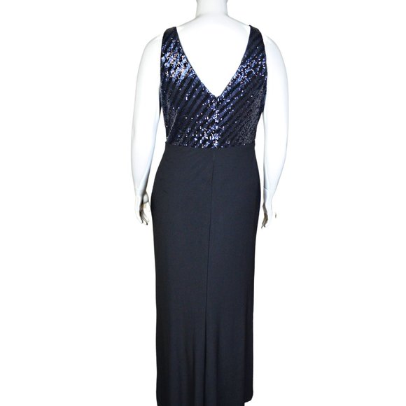 Lauren Ralph Lauren Black & Blue Sequin Bodice Full Length Gown - Size 16 HOT! - Picture 9 of 9